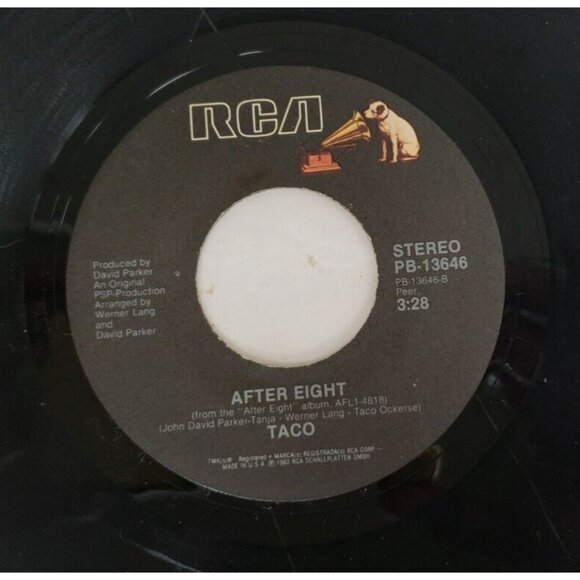 Record 45 RPM Vinyl  Taco- Cheek To Cheek/ After Eight - Picture 4 of 4